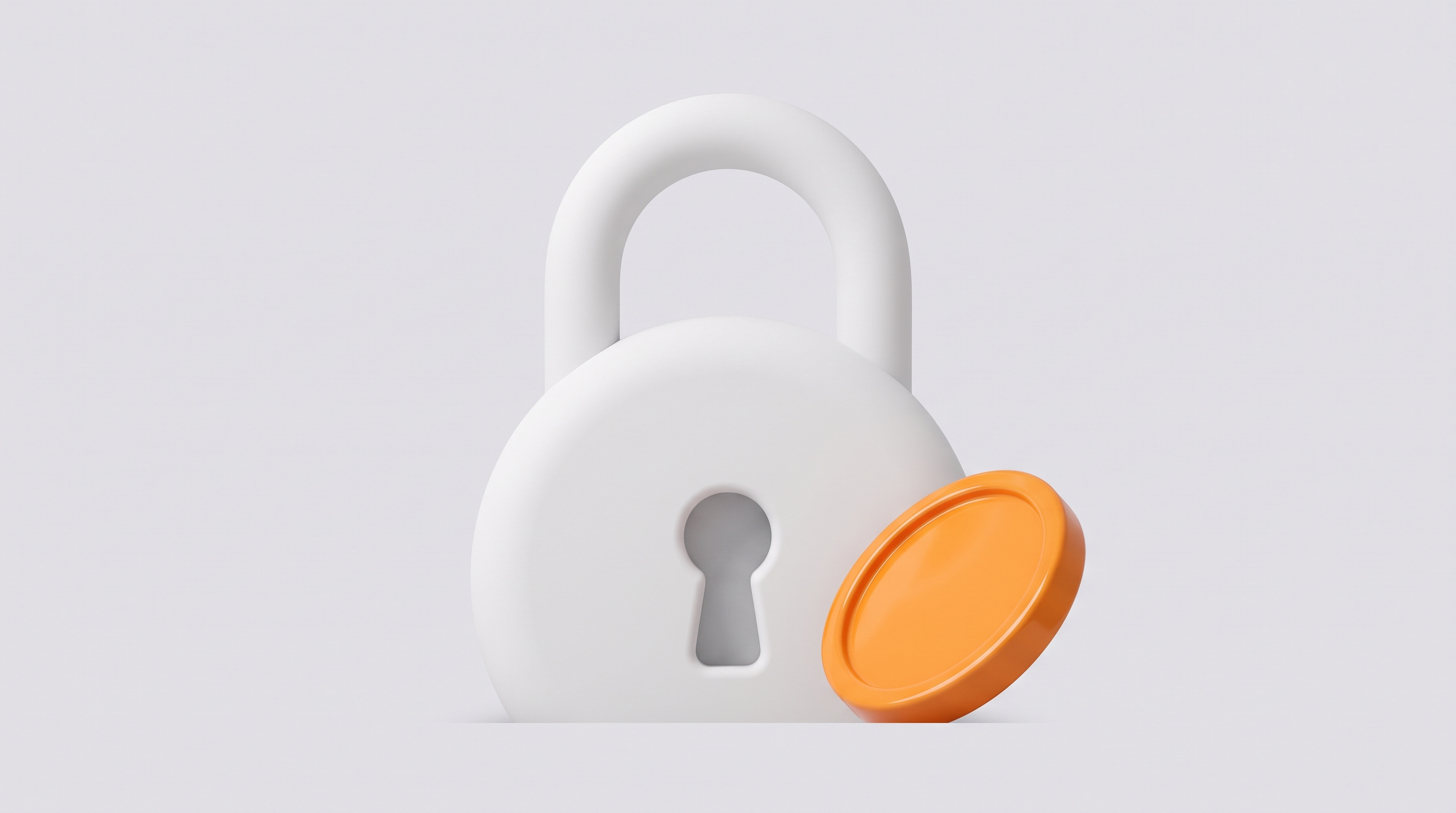 White padlock with an orange coin
